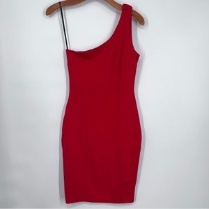 Lulu’s Red One Shoulder Bodycon Knee Length Dress